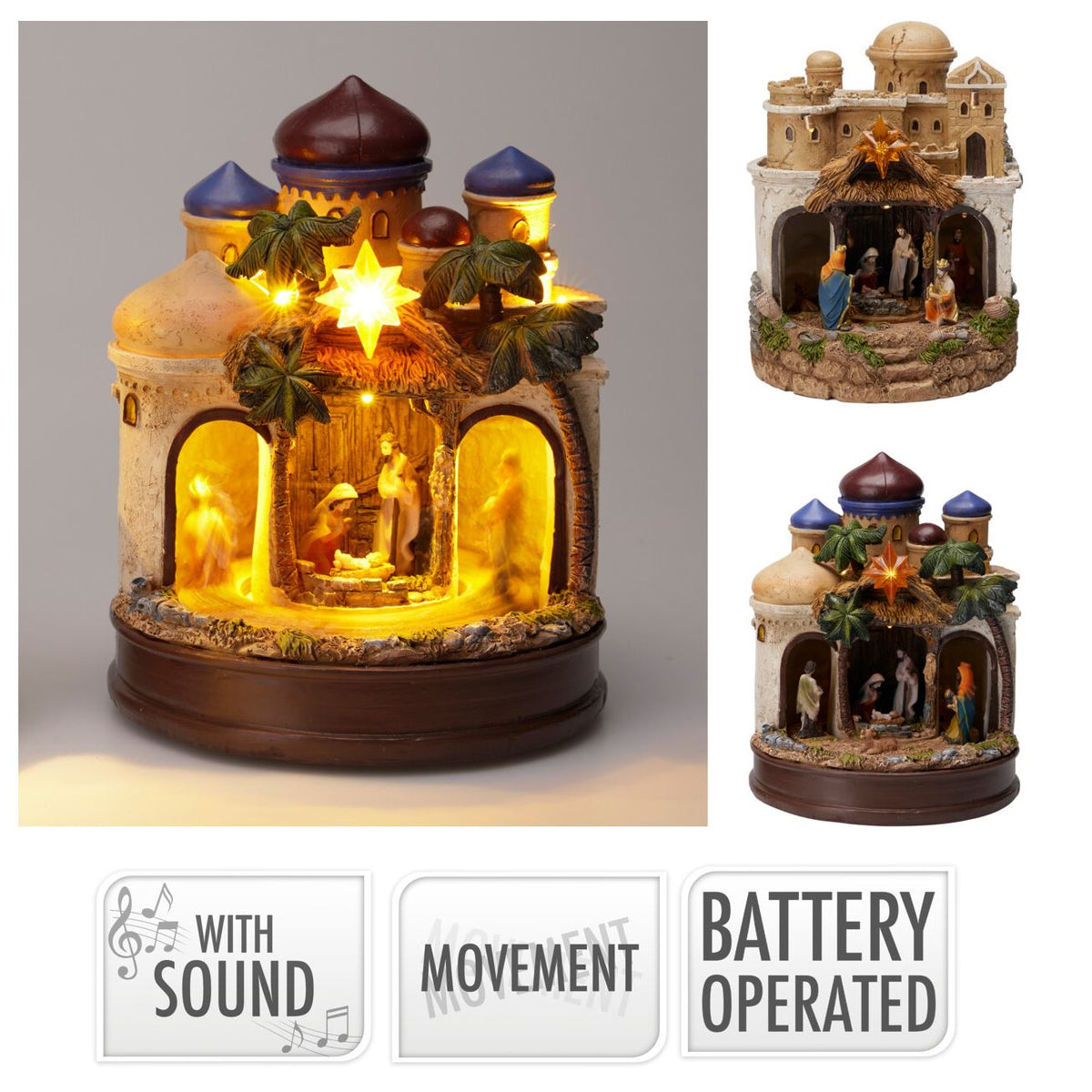 LED Musical Nativity Scene | Light-up Animated Festive Nativity Set Decoration Nativity Set - Tophatter Daily Deals