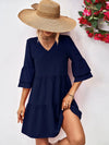 V-Neck Flare Sleeve Mini Dress Casual Dresses - Tophatter Daily Deals