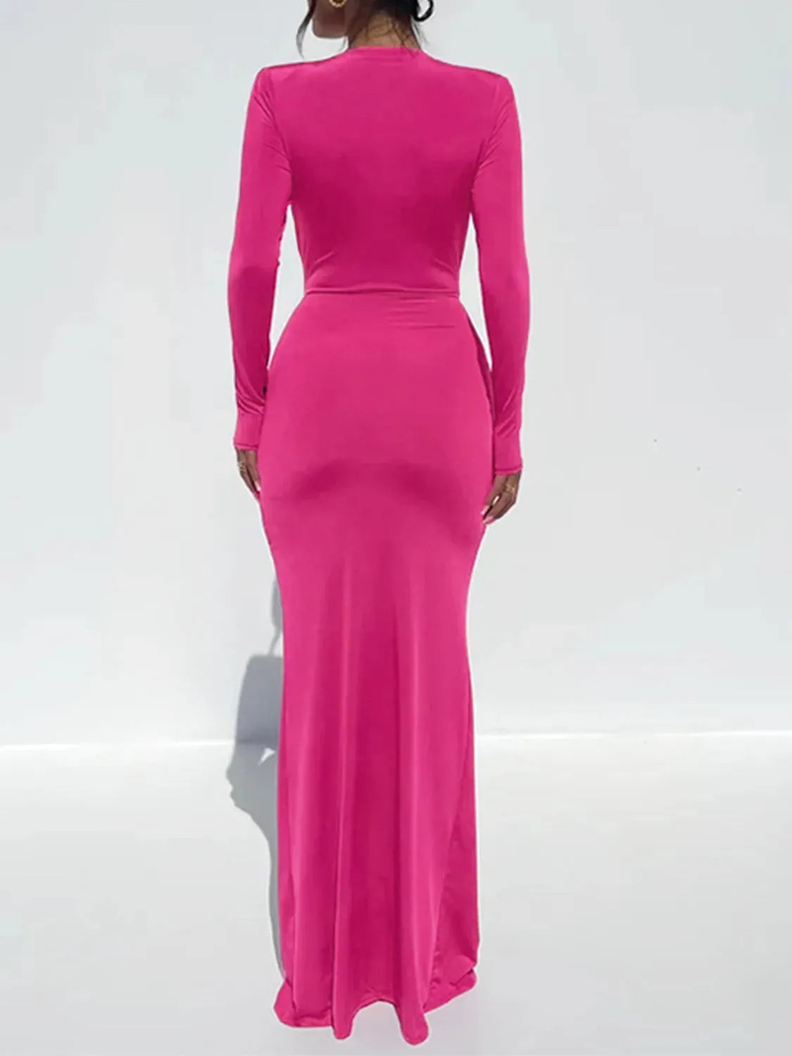 Ruched Slit Plunge Long Sleeve Dress Cocktail Dresses - Tophatter Daily Deals