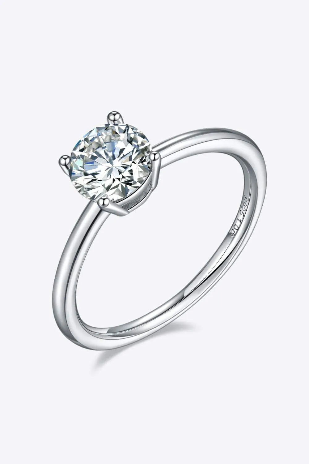 1 Carat Moissanite 925 Sterling Silver Solitaire Ring Round Rings - Tophatter Daily Deals