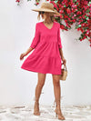 V-Neck Flare Sleeve Mini Dress Casual Dresses - Tophatter Daily Deals