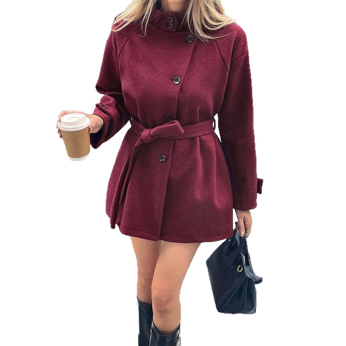Warm Women's Overcoat - A Line Belted Polyester Winter 3D Changing Face Moving Picture Frame - Tophatter Daily Deals
