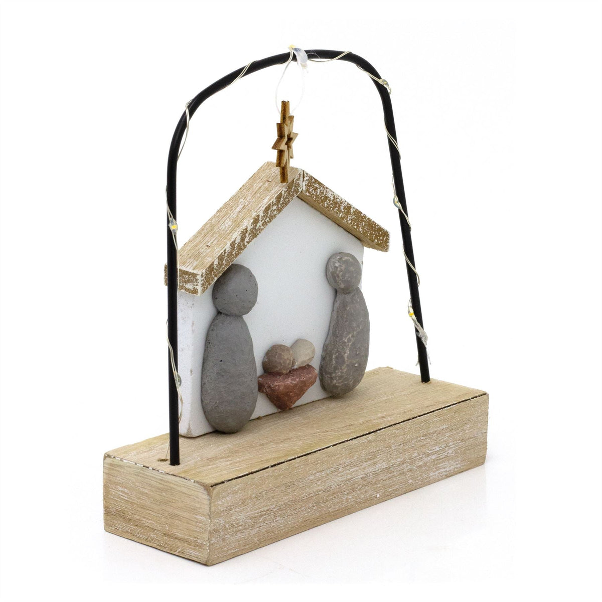 LED Pebble Nativity Set Decoration | Mini Light-up Nativity Scene Ornament 15cm Nativity Set - Tophatter Daily Deals