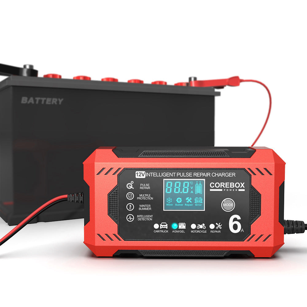 12V6A Smart Battery Charger AGM Start Stop Red 0 - Tophatter Daily Deals