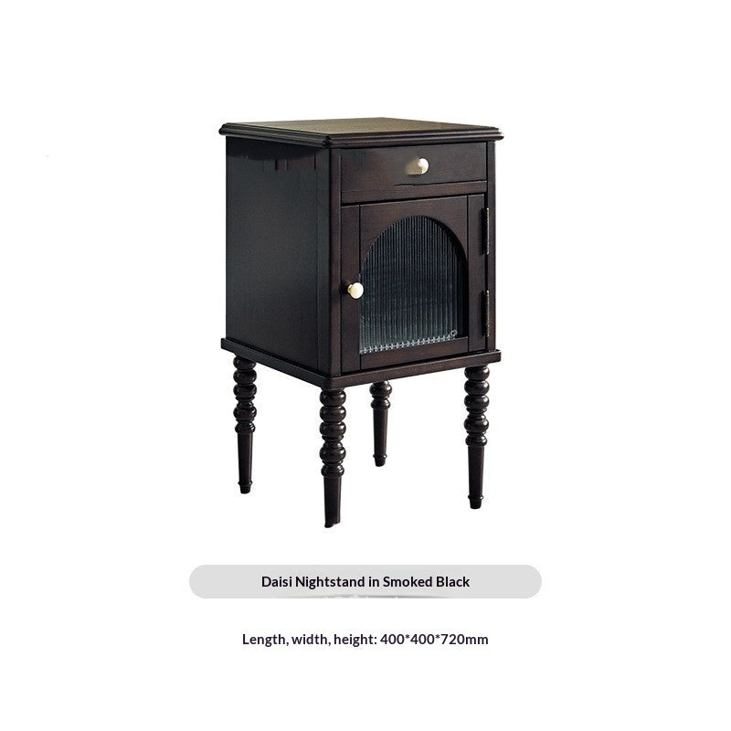 American-style Solid Wood Luxury Bedside Table Bedroom Furniture Storage Bedside Table Smoky Noir 0 - Tophatter Daily Deals