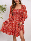 Floral Smocked Square Neck Dress Casual Dresses - Tophatter Daily Deals