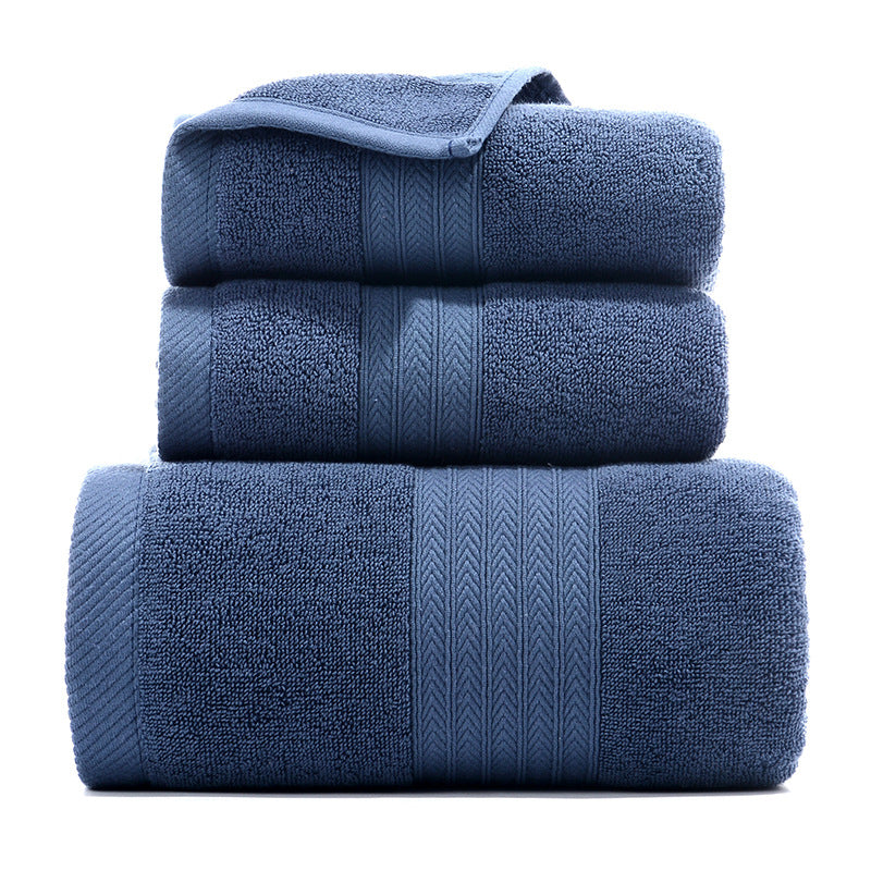 Bath Towel Three-piece Gift Box Fishbone blue 0 - Tophatter Daily Deals