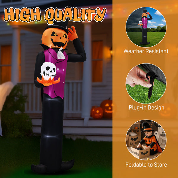 12ft Caped Pumpkin Man Inflatable Halloween Yard Decor 3D Changing Face Moving Picture Frame - Tophatter Daily Deals