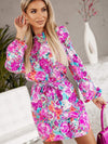 Floral Print Round Neck Long Sleeve Dress Carnation Pink Casual Dresses - Tophatter Daily Deals