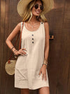 Decor Button Mini Tank Dress with Pockets Beige Casual Dresses - Tophatter Daily Deals