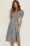 Full Size Slit Plaid Short Sleeve Midi Dress Casual Dresses - Tophatter Daily Deals