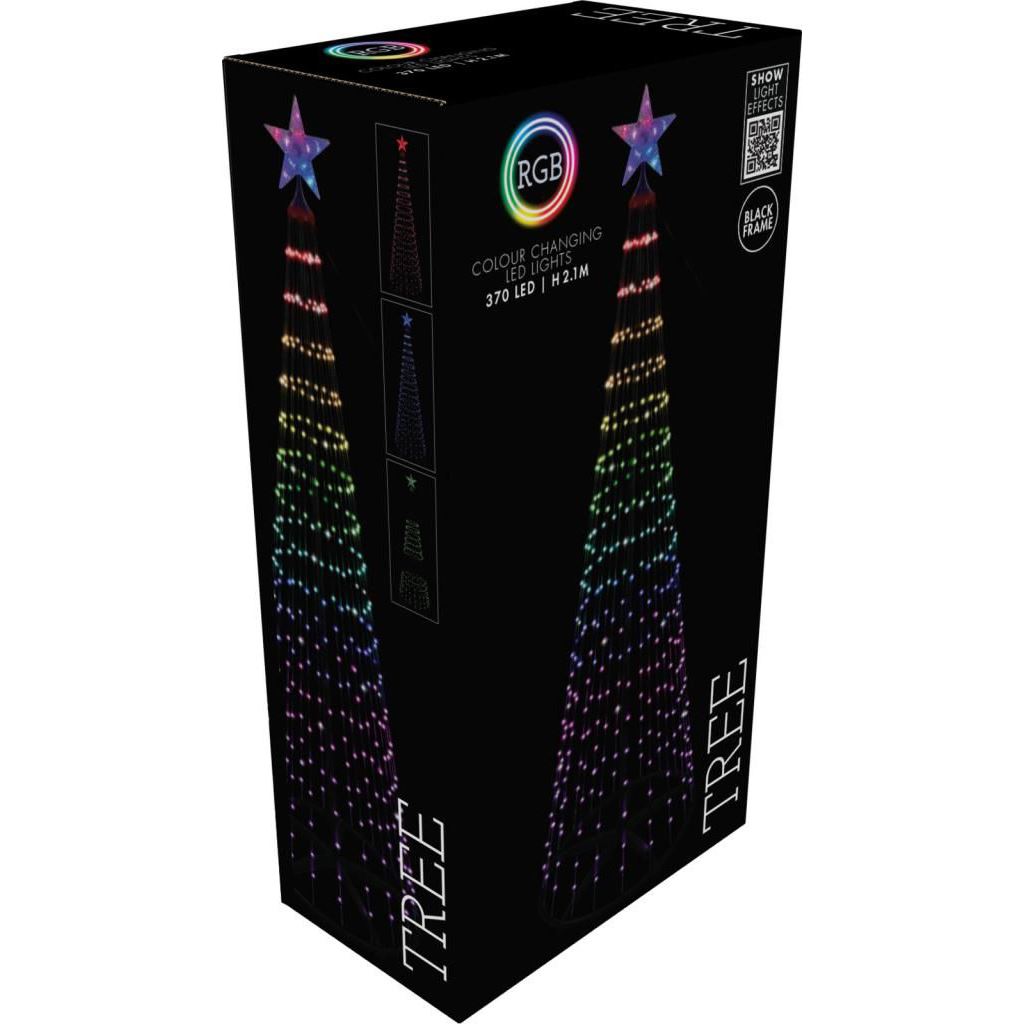 Multicolour LED Christmas Tree | Colour Changing Tree 370 RGB Lights UK Plug LED Light - Tophatter Daily Deals