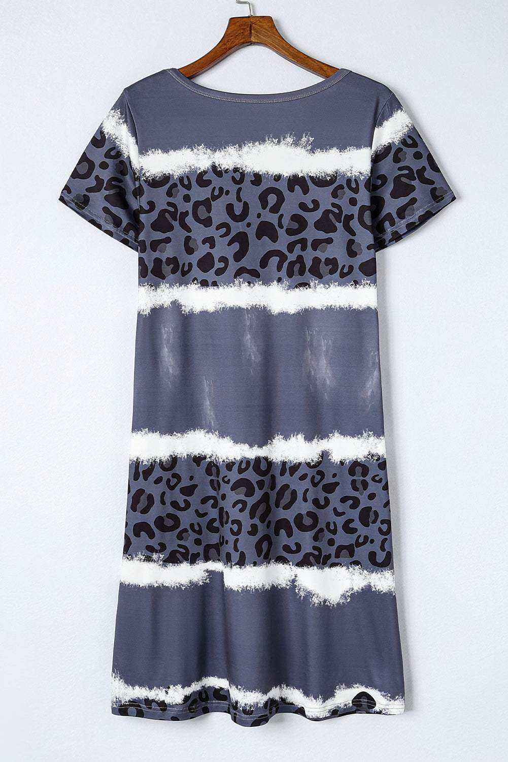 Leopard Color Block V-Neck Short Sleeve Dress Casual Dresses - Tophatter Daily Deals