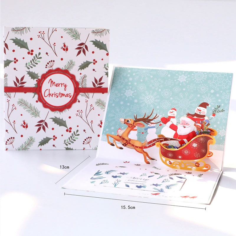 3d Christmas Greeting Card Stereo Christmas Tree Card Creative Sleigh Color Printing 0 - Tophatter Daily Deals