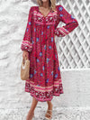 Tassel Tied Printed Long Sleeve Dress Casual Dresses - Tophatter Daily Deals