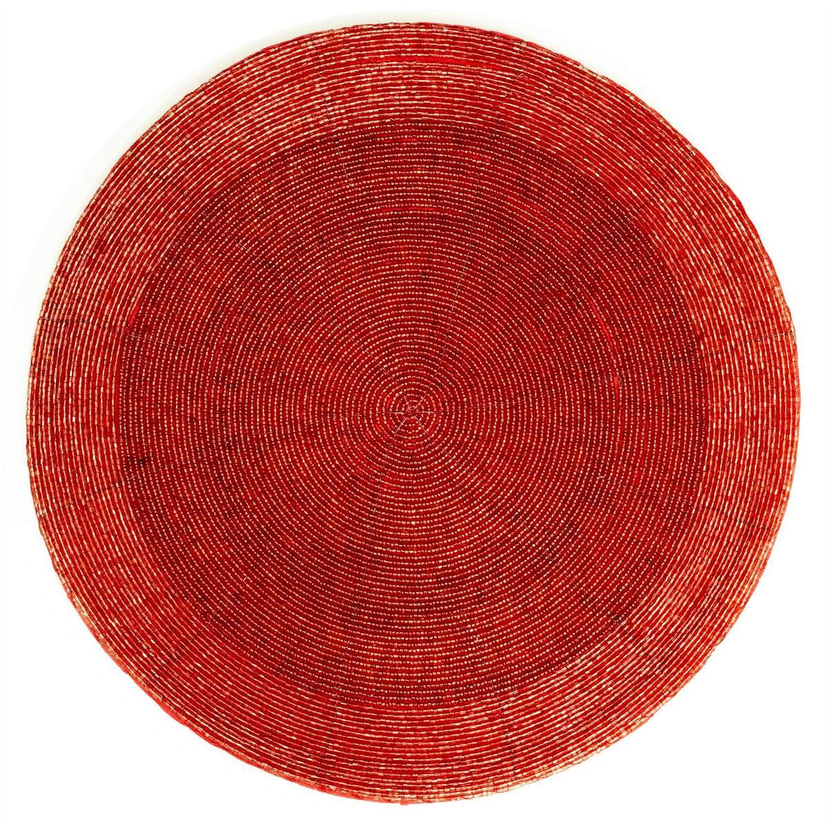 Red Beaded Glass Placemat | Round Red Kitchen Dining Table Place Mat - 30cm Placemat - Tophatter Daily Deals
