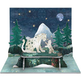 Snow Leopards Pop & Slot 3D Decoration | Build Your Own Winter Landscape Diorama Ornament - Tophatter Daily Deals