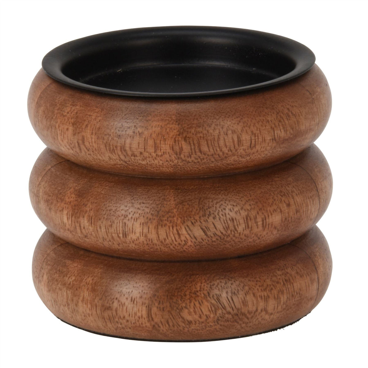 Walnut Pillar Candle Holder | Wooden Candlestick for Pillar Candles - 8cm Candle Holder - Tophatter Daily Deals