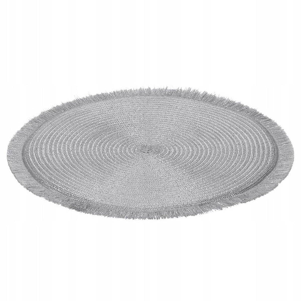 Silver Shimmer Round Placemat | Elegant Silver Woven Table Place Mat - 35cm Placemat - Tophatter Daily Deals