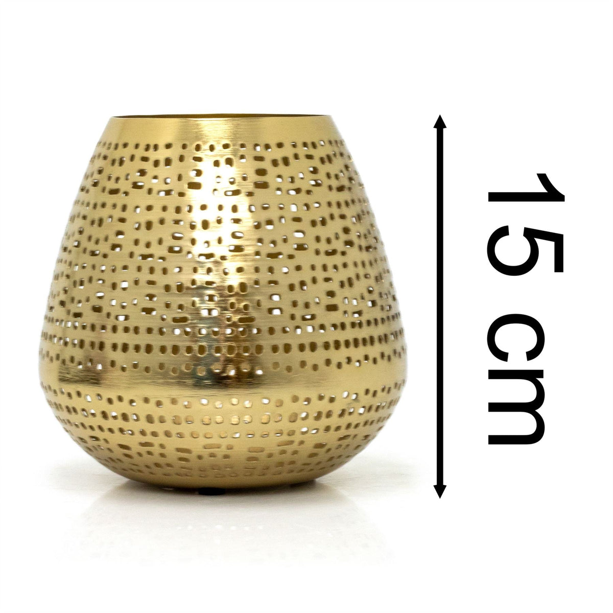 Matt Gold Tealight Candle Holder | Antique Style Metal Candle Lantern - 15cm Candle Holder - Tophatter Daily Deals