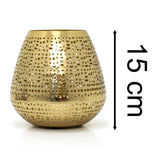 Matt Gold Tealight Candle Holder | Antique Style Metal Candle Lantern - 15cm Candle Holder - Tophatter Daily Deals