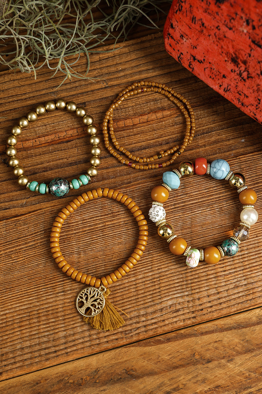 Chestnut 5pcs Boho Beaded Turquoise Bracelets Set Bracelets - Tophatter Daily Deals