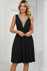 Pocketed V-Neck Wide Strap Dress Black Casual Dresses - Tophatter Daily Deals