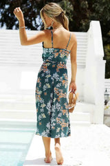 Floral Tied Cutout Split Spaghetti Strap Dress Casual Dresses - Tophatter Daily Deals