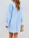 Button Up Long Sleeve Mini Shirt Dress Casual Dresses - Tophatter Daily Deals