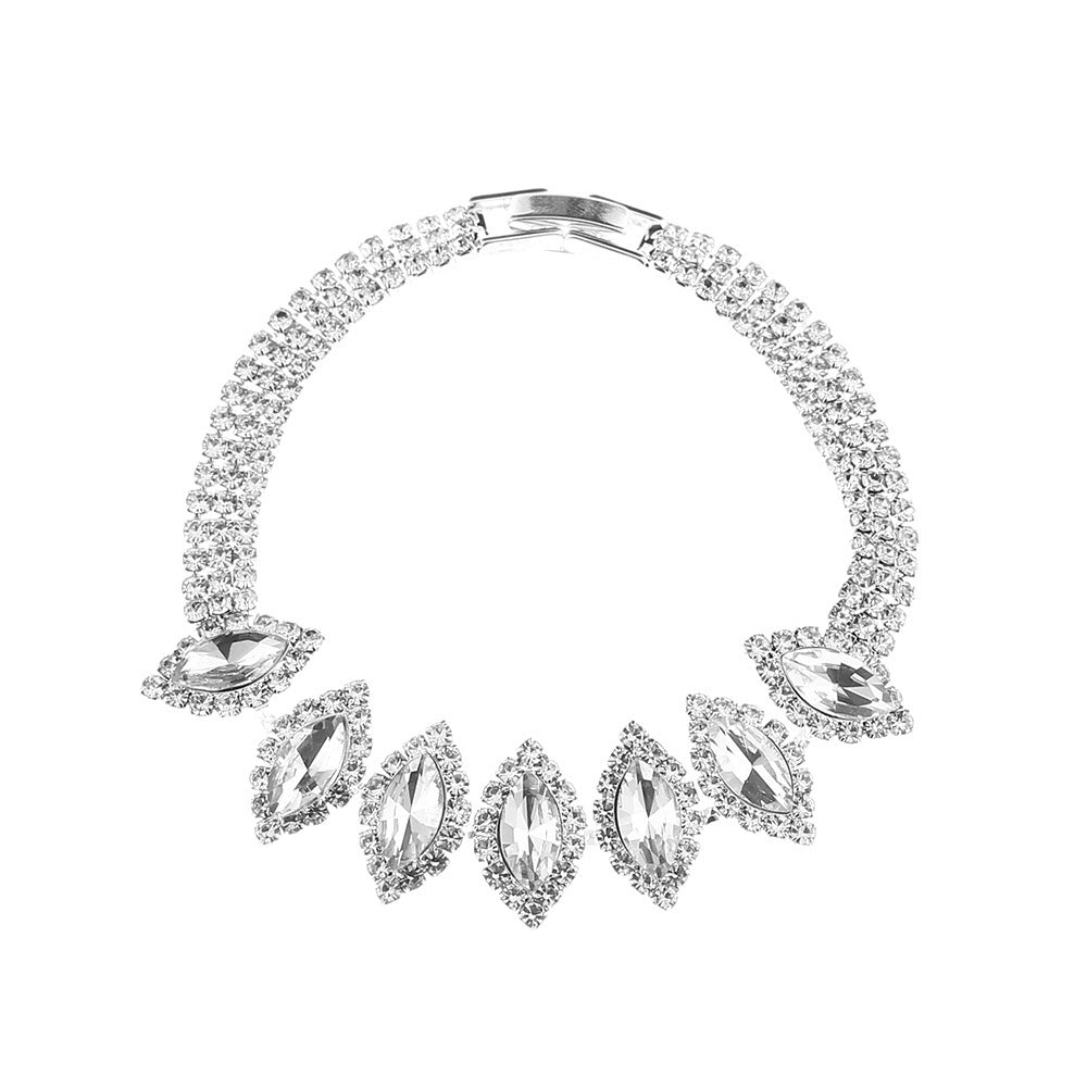 Bridal White Crystal Floral Jewelry Set 600Bracelet White 0 - Tophatter Daily Deals