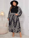 Plus Size Printed Mock Neck Long Sleeve Midi Dress Casual Dresses - Tophatter Daily Deals