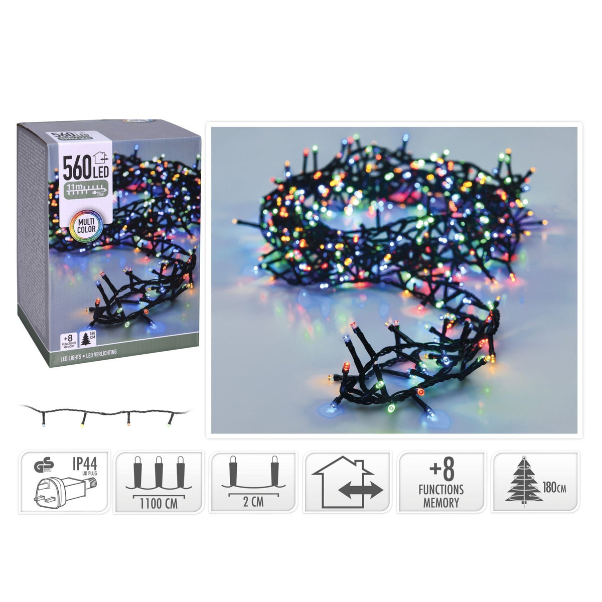 Multicoloured Christmas Fairy Lights | 560 LED Tree Lights with 8 Functions Fairy Lights - Tophatter Daily Deals