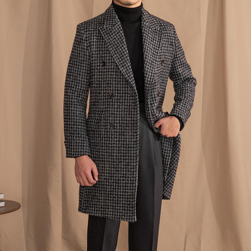Warm Men’s Double-Breasted Coat - Mid-Length Wool, Winter Black And Gray 3D Changing Face Moving Picture Frame - Tophatter Daily Deals