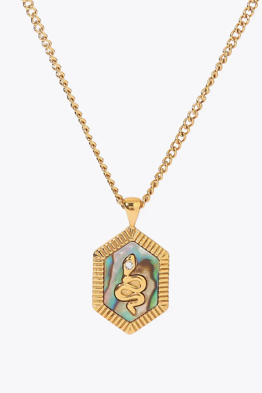 18K Gold Plated Snake Geometric Pendant Necklace Necklaces - Tophatter Daily Deals