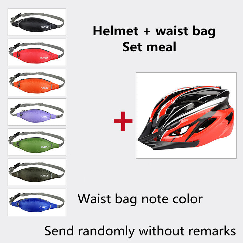 Bicycle Helmet Male Mountain Bike Road Wheel Sliding Balance Bike Breathable Riding Equipment Red and black package One Size 0 - Tophatter Daily Deals