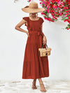 Tie Belt Ruffled Tiered Dress Casual Dresses - Tophatter Daily Deals