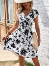 Printed Surplice Cap Sleeve Dress Casual Dresses - Tophatter Daily Deals