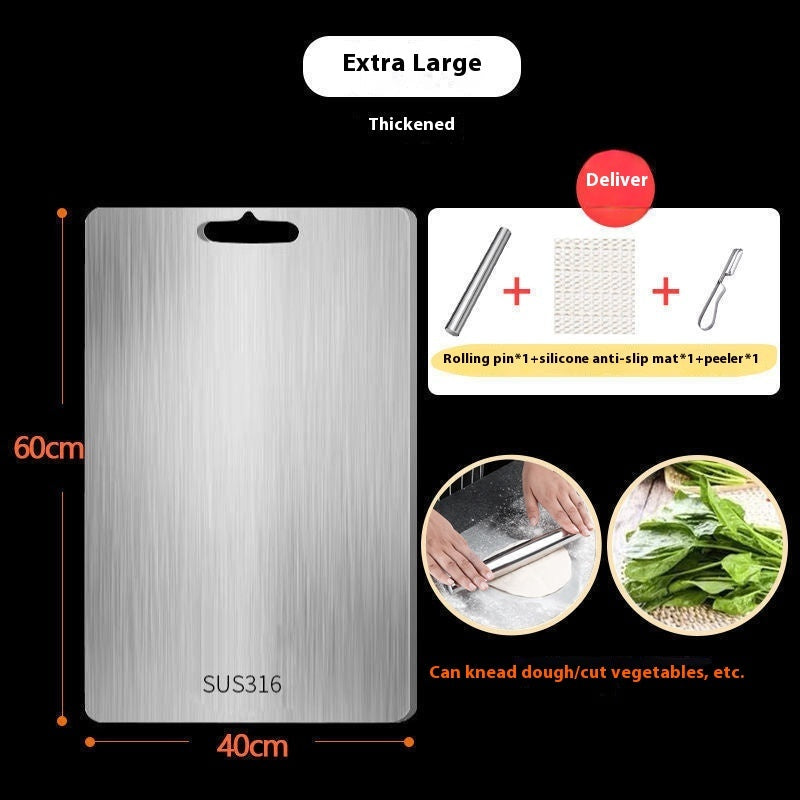 316 Stainless Steel Thickened Cutting Board Oversized Mildew-proof Household Kitchen Panel Oversized 40 60cm Square 0 - Tophatter Daily Deals