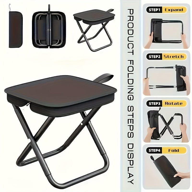 Folding Stool Iron Frame Outdoor Camping Chair Outdoor Recreation > Camping > Camp Furniture - Tophatter Daily Deals