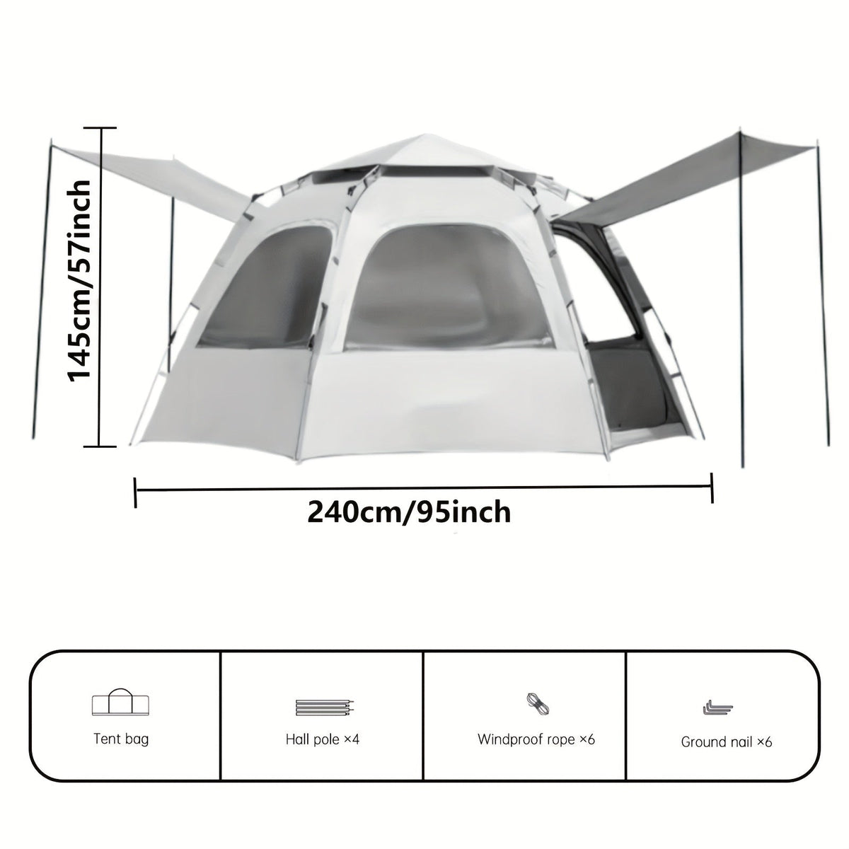 Hexagonal Quick Opening Outdoor Camping Tent 6-Person Camping & Hiking > Tents & Camp Furniture - Tophatter Daily Deals
