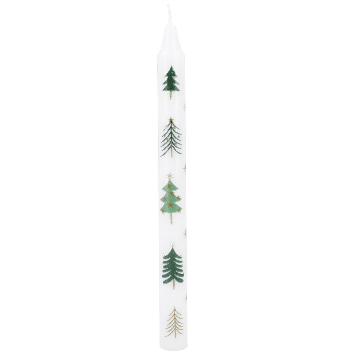 Christmas Tree Dinner Candle | Tall Unscented Taper Christmas Candle - 23cm Candle - Tophatter Daily Deals