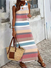 Slit Striped Round Neck Sleeveless Dress Casual Dresses - Tophatter Daily Deals