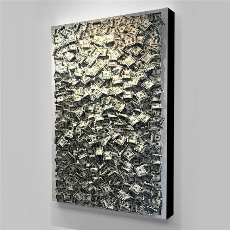 Art HD Money Abstract Funny Poster Gift Home Decor Canvas Painting 0 - Tophatter Daily Deals