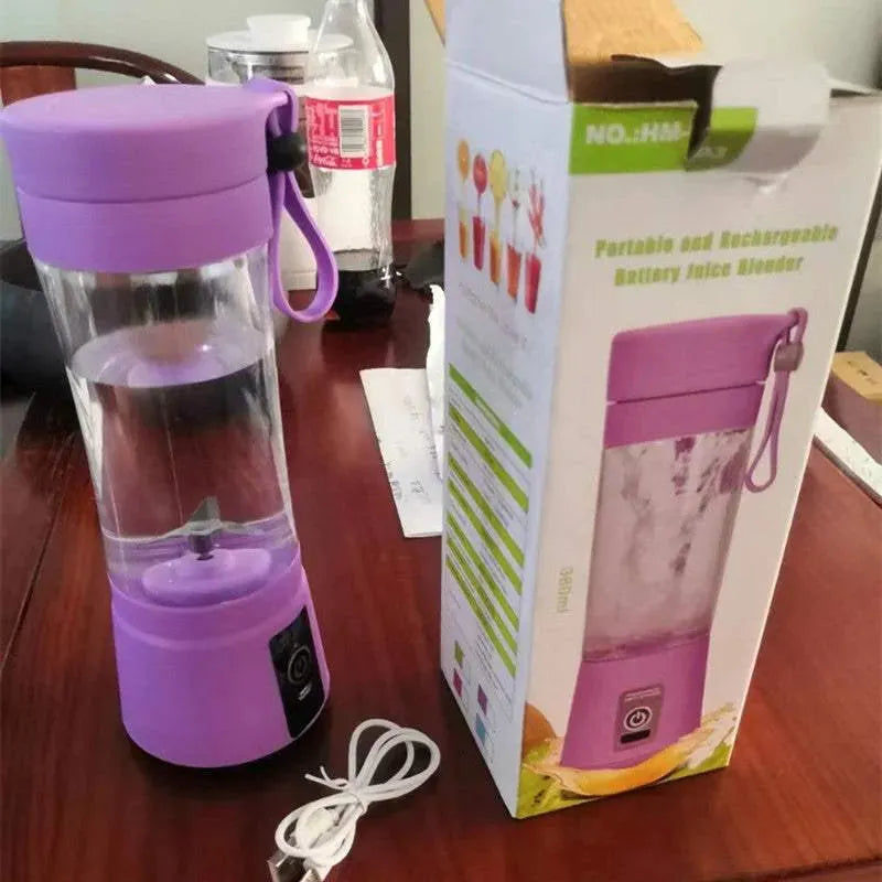 Portable Blender With USB Rechargeable Mini Kitchen Fruit Juice Mixer Home Simple Portable Electric Mini Juicer Purple Six Knives Bluetooth Speaker Lamp - Tophatter Daily Deals