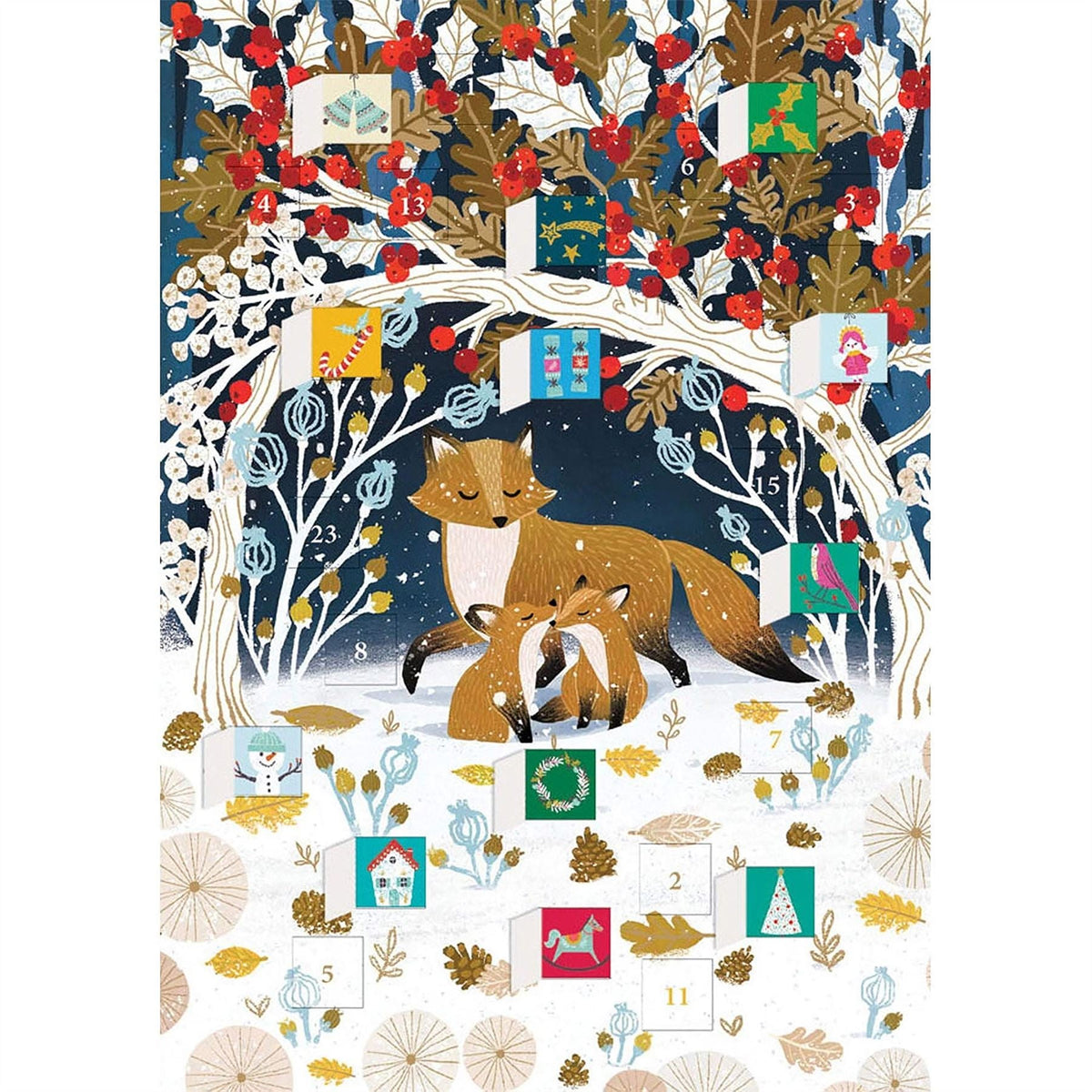 Paw Prints in the Snow Christmas Advent Calendar Greetings Card, Fox Advent Card Advent Calendar - Tophatter Daily Deals