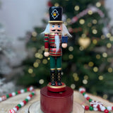 Musical Wooden Christmas Nutcracker Soldier | Nutcracker with Music Box - 24cm Ornament - Tophatter Daily Deals