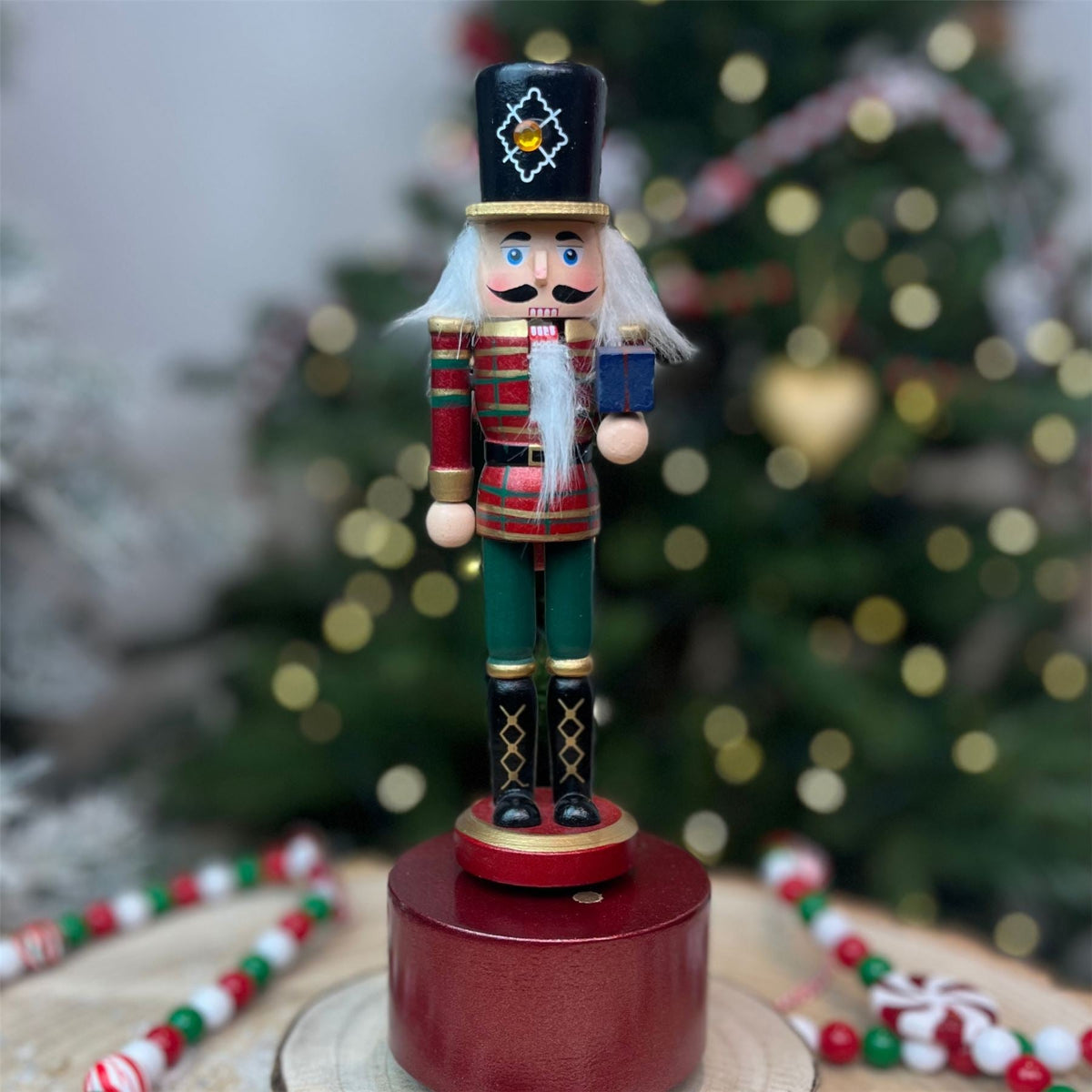 Musical Wooden Christmas Nutcracker Soldier | Nutcracker with Music Box - 24cm Ornament - Tophatter Daily Deals