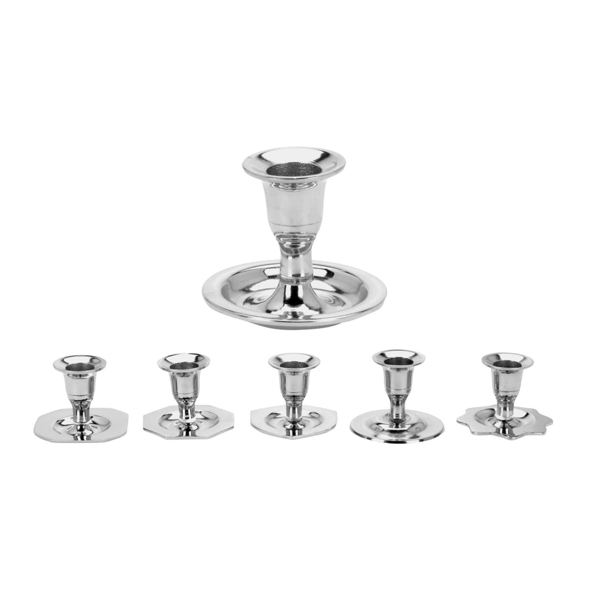 Short Silver Metal Dinner Table Pillar Candlestick Candle Holder Decoration - Design Varies Candlestick - Tophatter Daily Deals