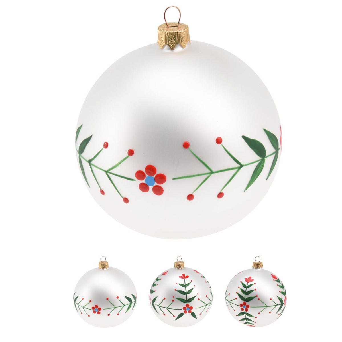 White Floral Christmas Bauble | Flower Christmas Tree Hanging Ornament - 8cm Baubles - Tophatter Daily Deals