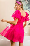 BiBi Puff Sleeve Organza Mini Dress Casual Dresses - Tophatter Daily Deals